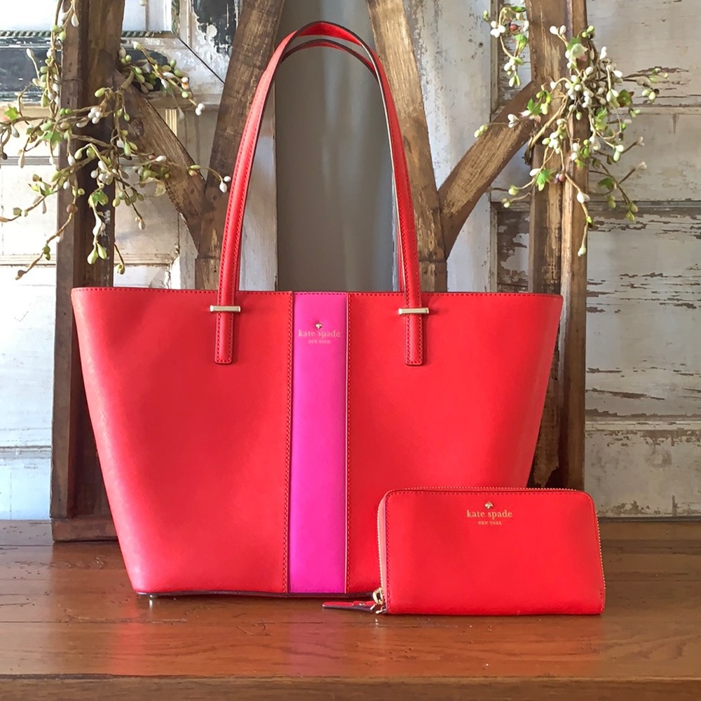 Kate Spade Red Tote and Wallet